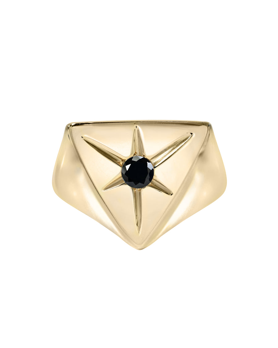 In the Stars Ring, White Topaz & Gold Vermeil pyramid signet ring, handmade by Turquoise + Tobacco in Los Angeles, California
