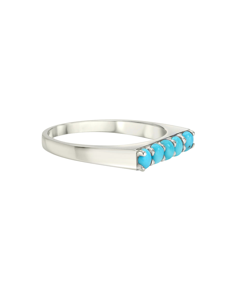 Sterling Silver and Turquoise 5 stone signet ring