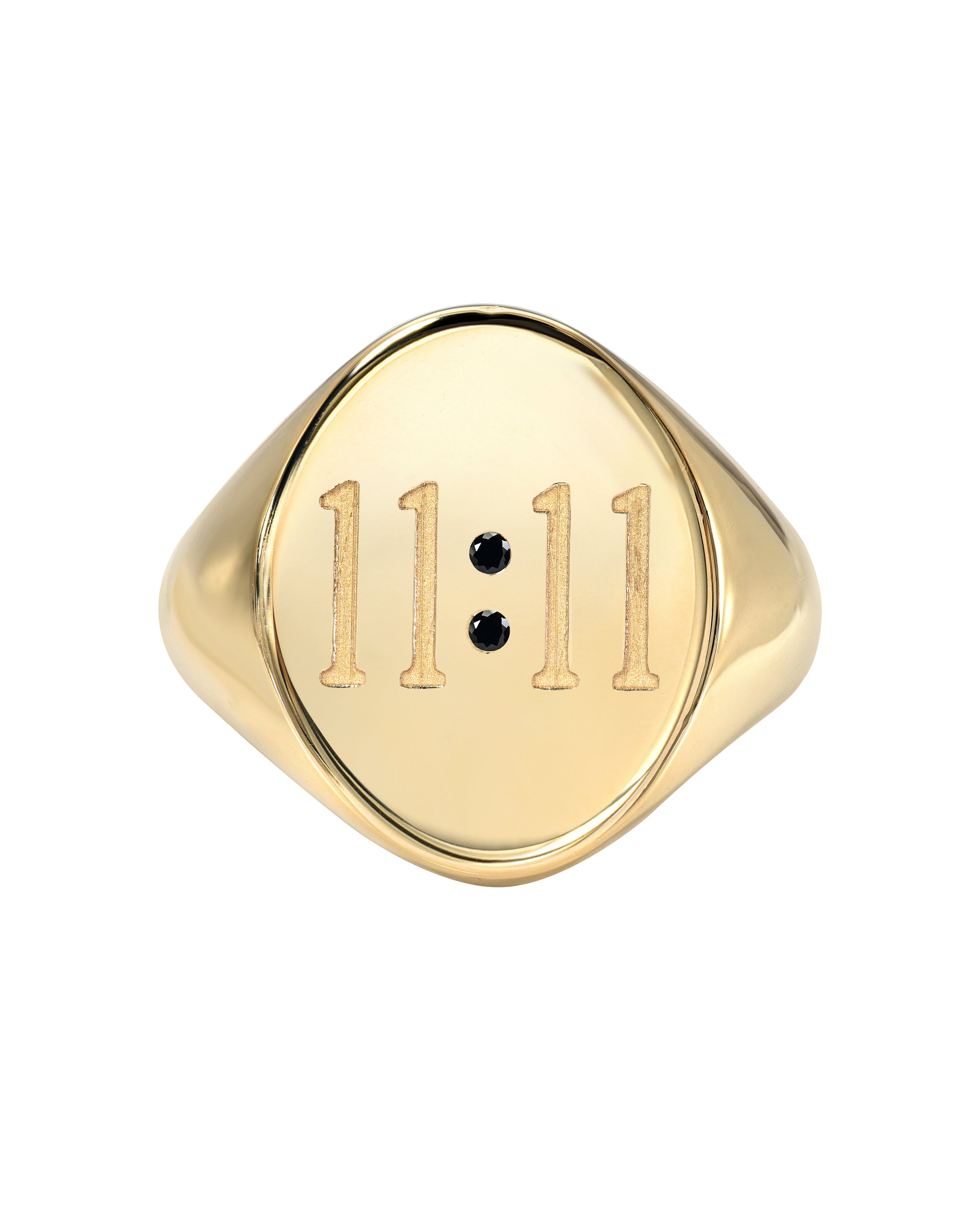 14k Yellow Gold and Onyx 11:11 Signet Ring