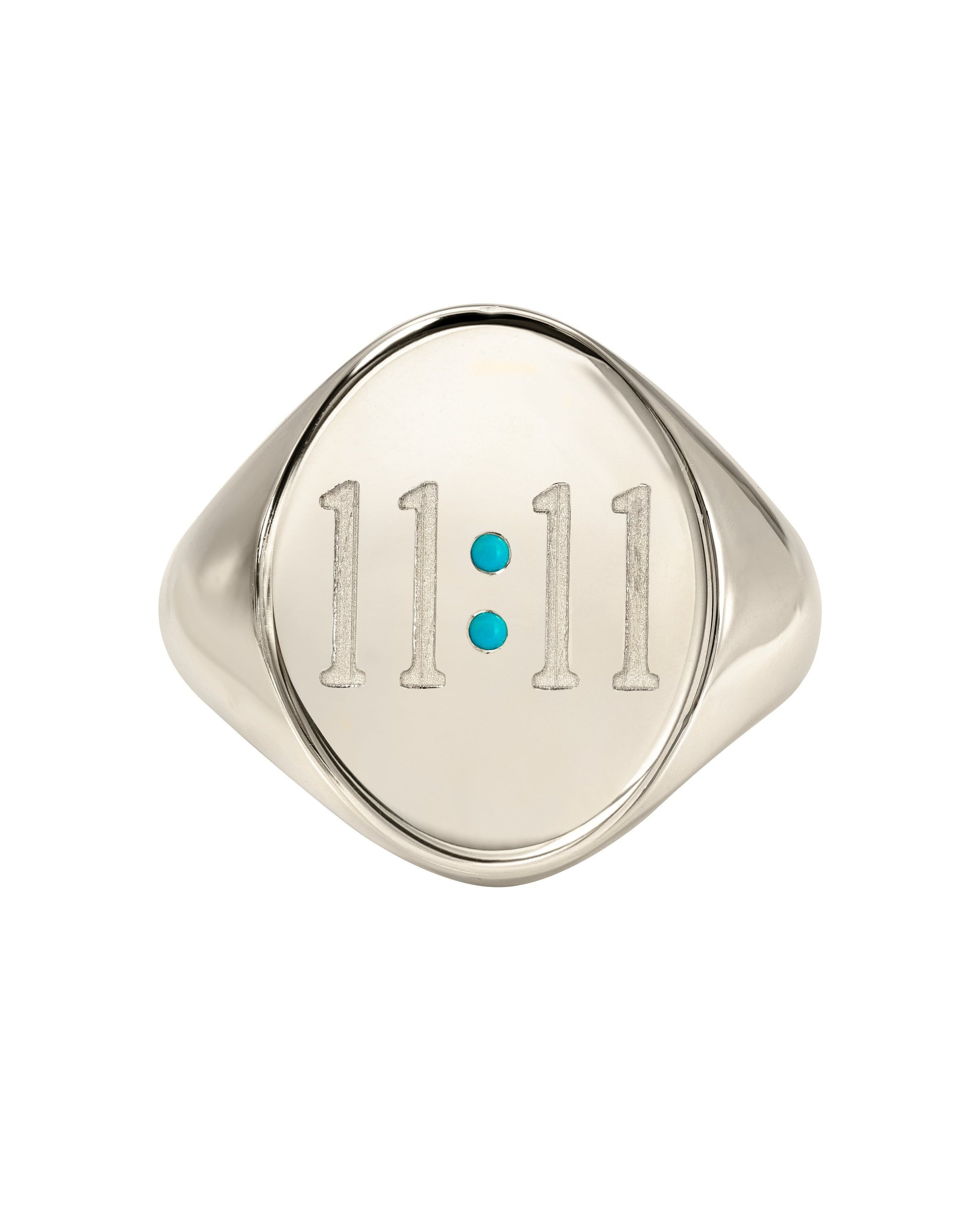 Sterling Silver and Turquoise 11:11 Signet Ring