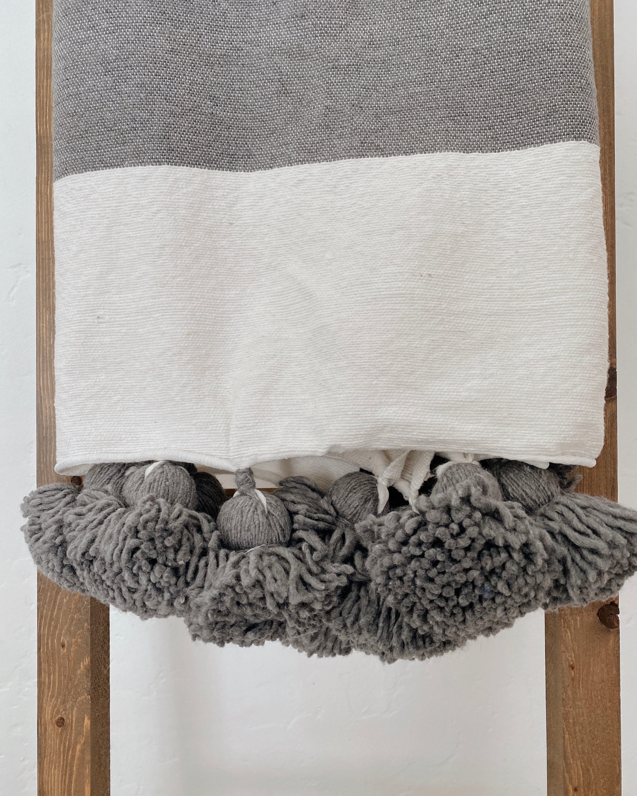Rustic Canyon Blanket, Grey and White Moroccan Blanket, 100% Cotton, Handmade in Morocco