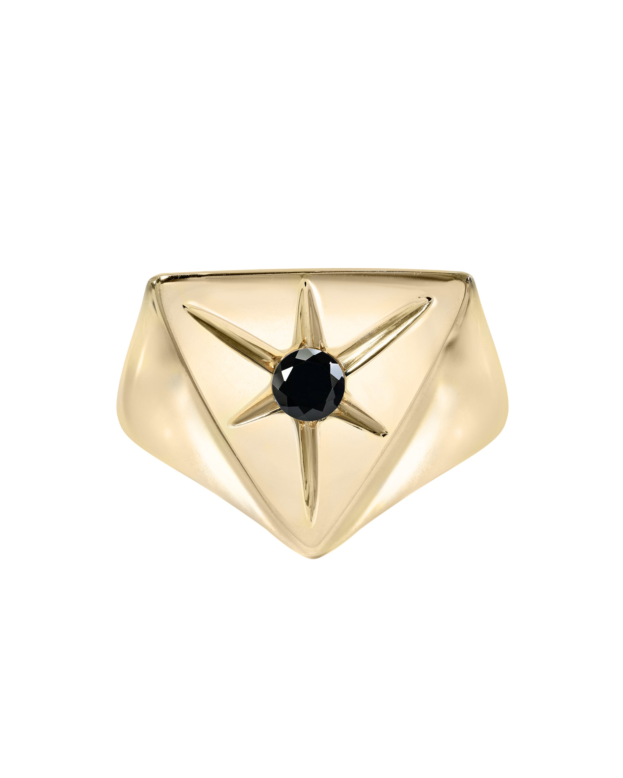 In the Stars Ring, Onyx & Gold Vermeil pyramid signet ring, handmade by Turquoise + Tobacco in Los Angeles, California