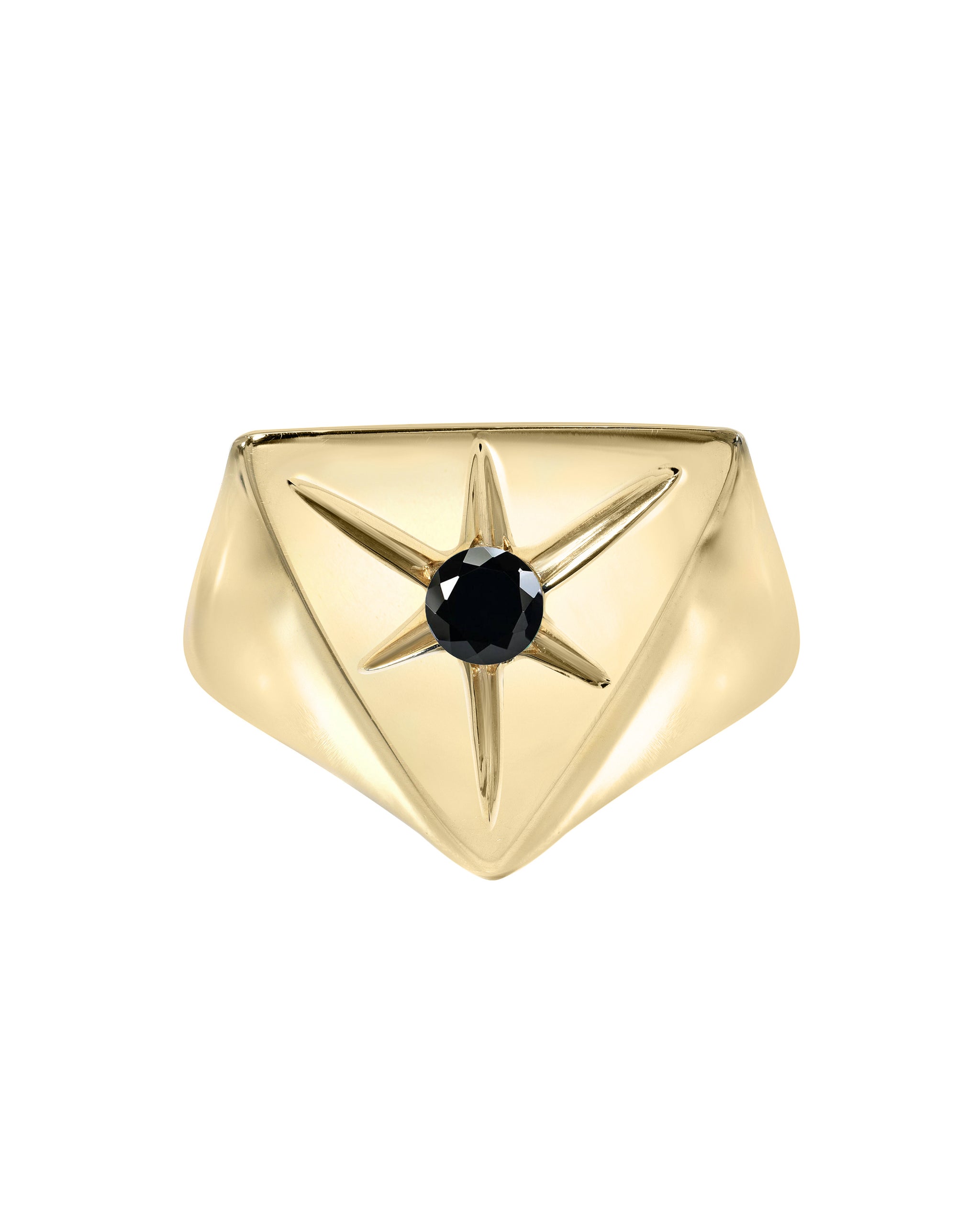 14k gold pyramid signet ring with onyx stone