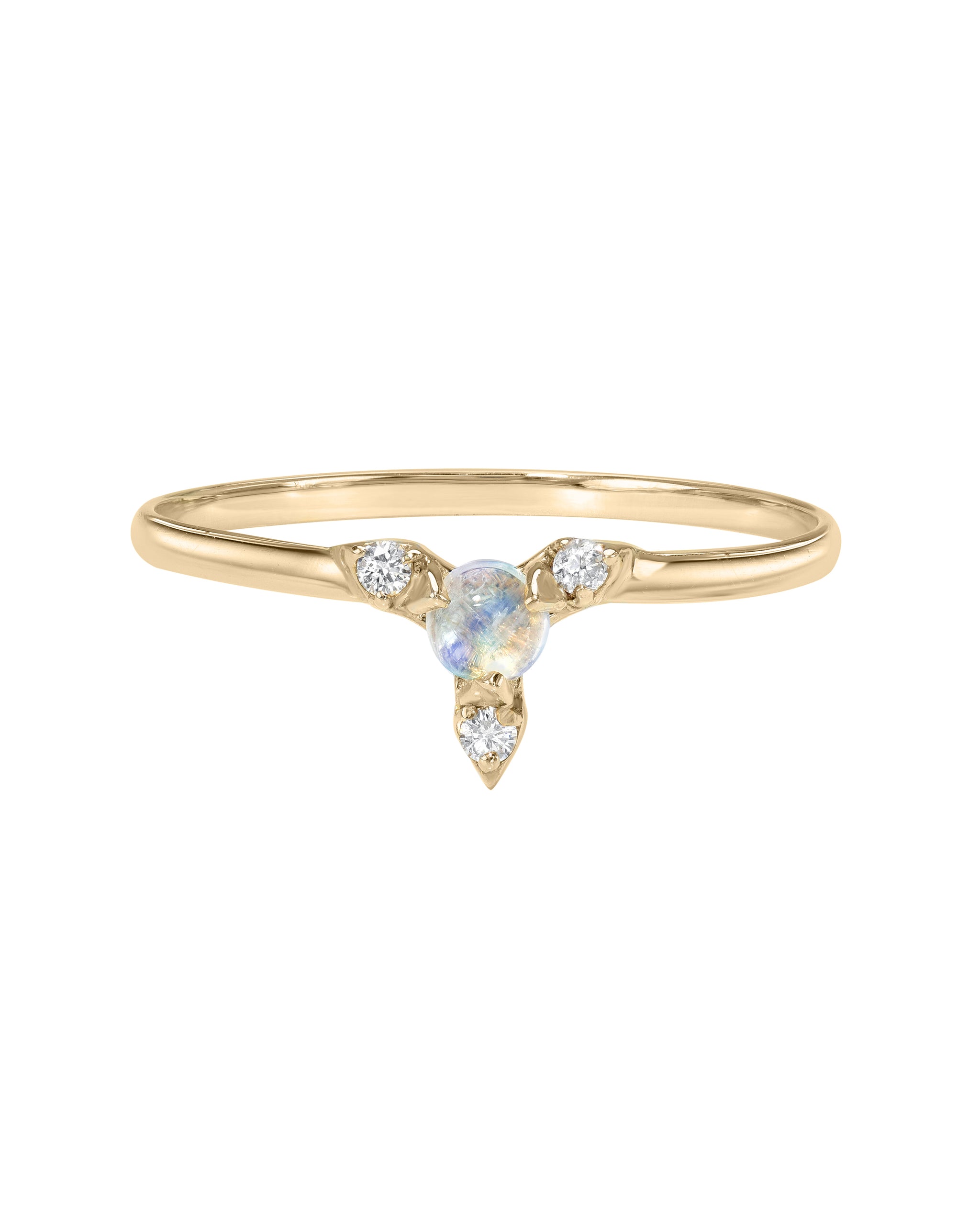 Nova Ring, Moonstone and Diamond Supernova Ring, 14k Yellow Gold, Made by Turquoise and Tobacco 