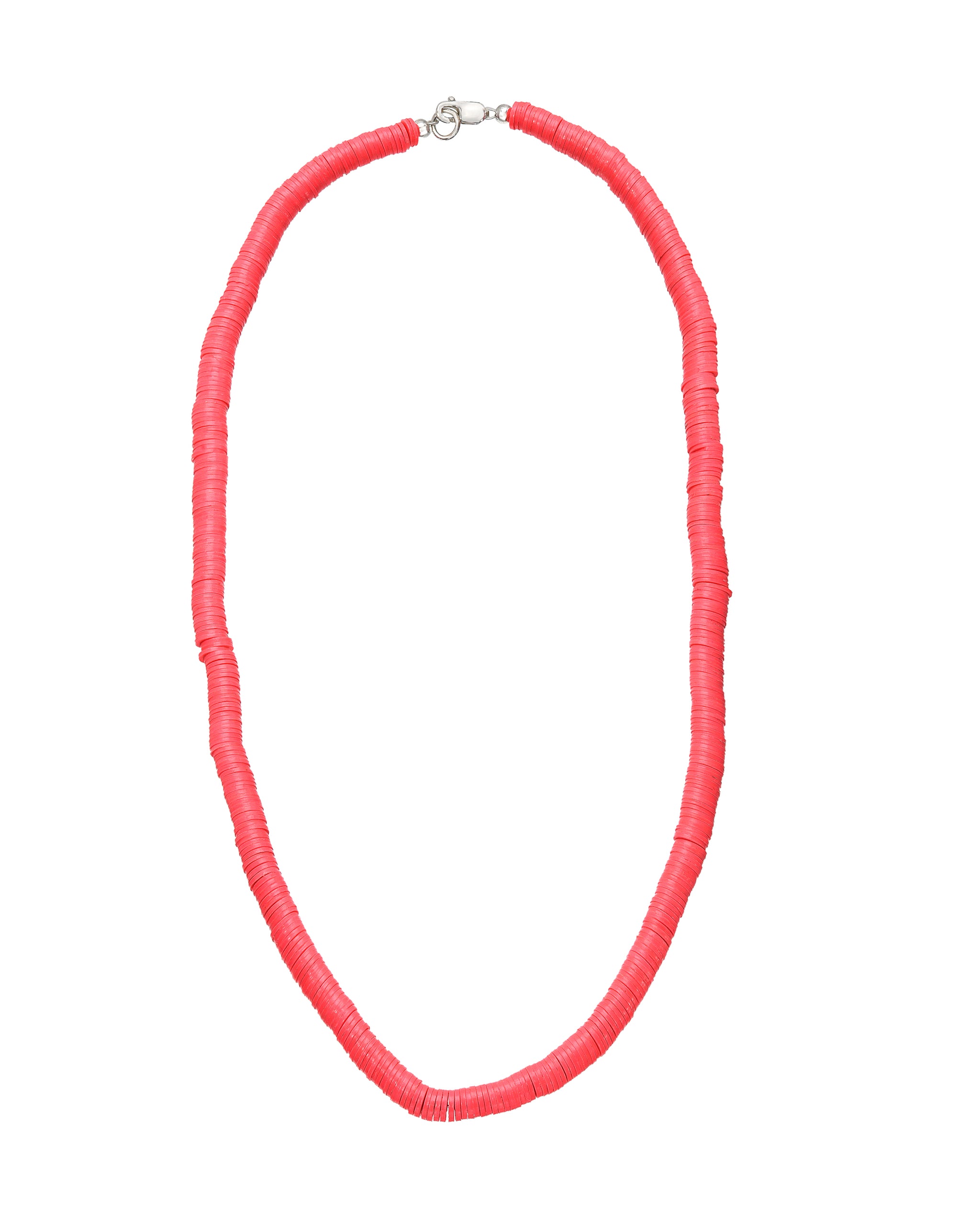 Sol Necklace, Hot Pink Heishe Beaded Necklace, handmade by Turquoise + Tobacco
