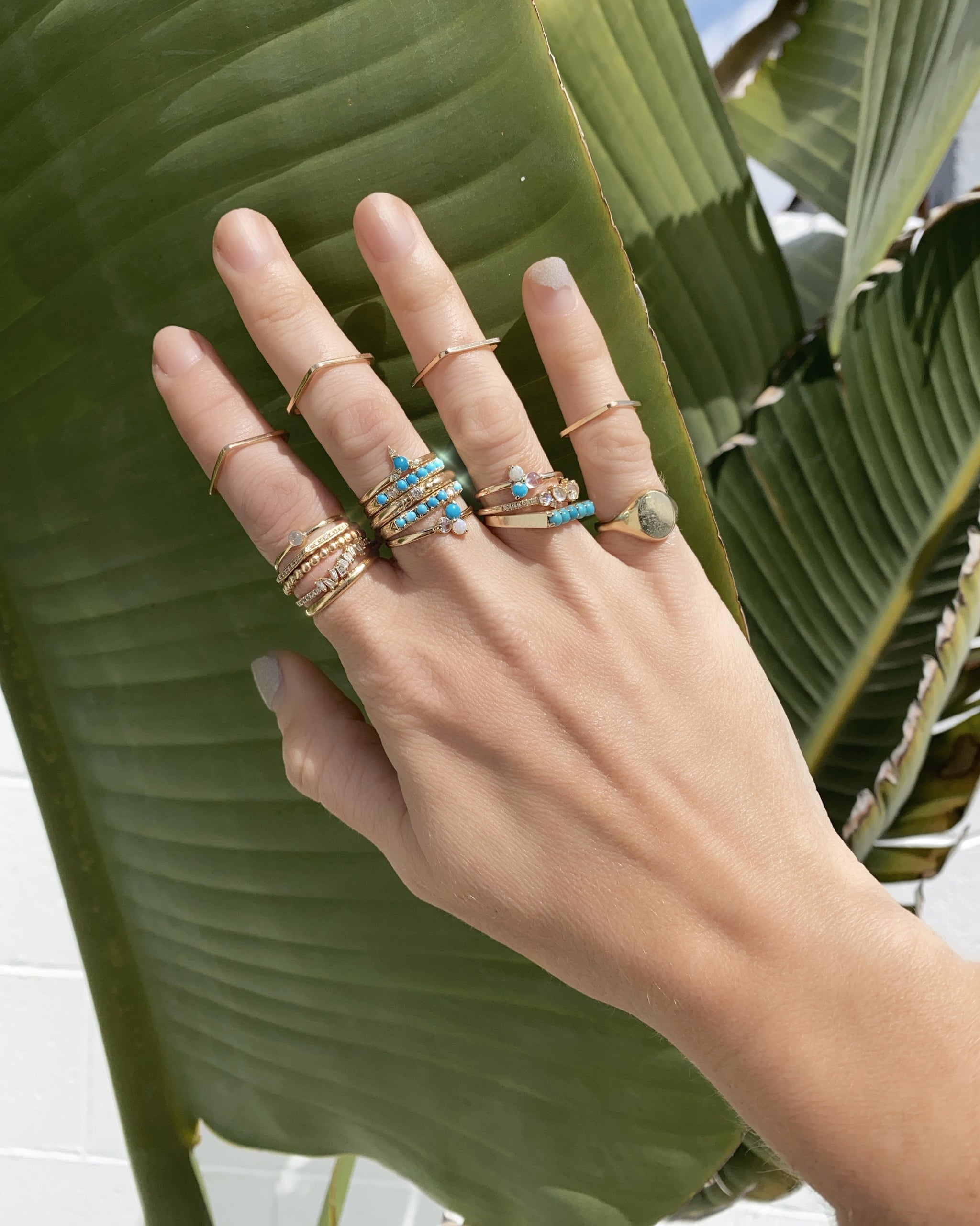 14k Gold, Turquoise and Diamond Rings