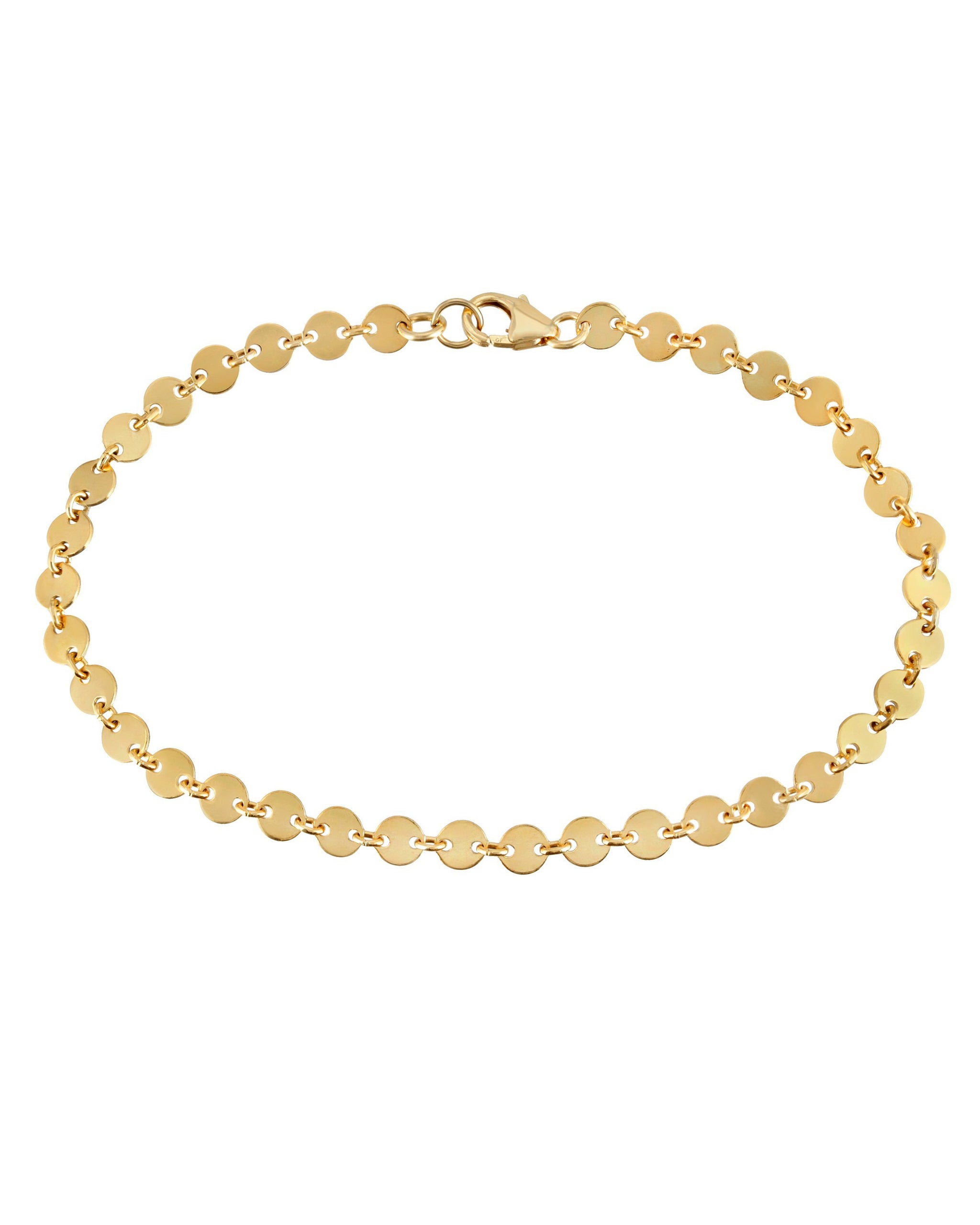 Golden Chain Shimmering Disc Bracelet, 14k Gold Filled