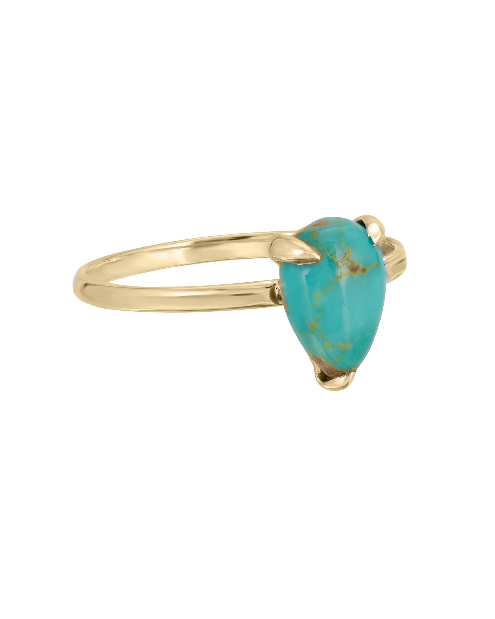 14k Pear Shape Kingman Turquoise Ring set in 14k Gold