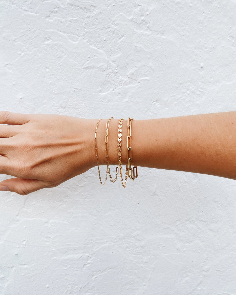Heavyweight Paperclip Chain Bracelet, 14k Gold Filled, Made by Turquoise + Tobacco